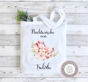 Einhorn Tasche Nachtwäsche Wechselwäsche Wechselkleidung (personalisiert) für Kindergarten  Wunschname KITA Kindergarten Einschulung Lüttentüddel®